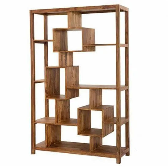 Solid Sheesham Wood Open Shelf Cyno Honey Bookshelve cum Room Separator
