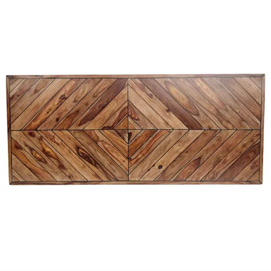 Dining table with chevron top.