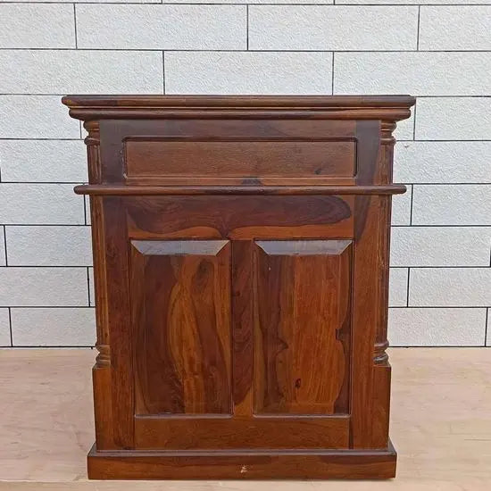 One Door Two Drawer Neural Vibro Study Table made in Solid Sheesham Wood Top With Regzine Work.