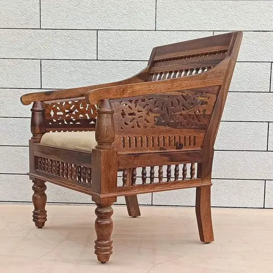 Wooden sofa with carving
