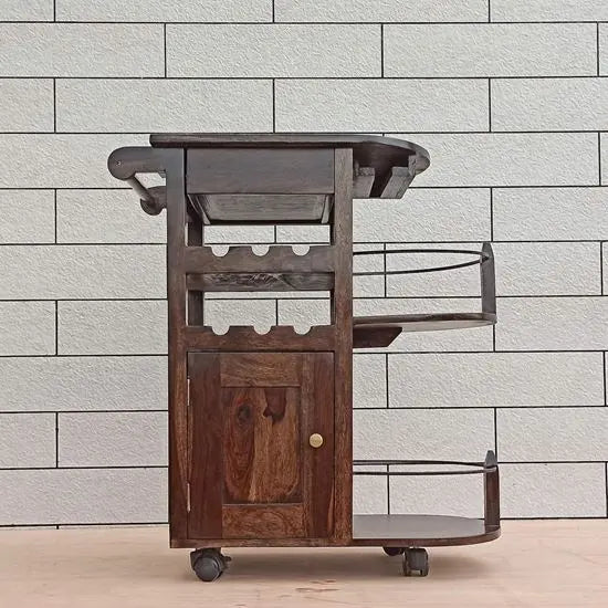 One Door and One Drawer Logan Bar Cabinet Made in Solid Sheesham Wood.