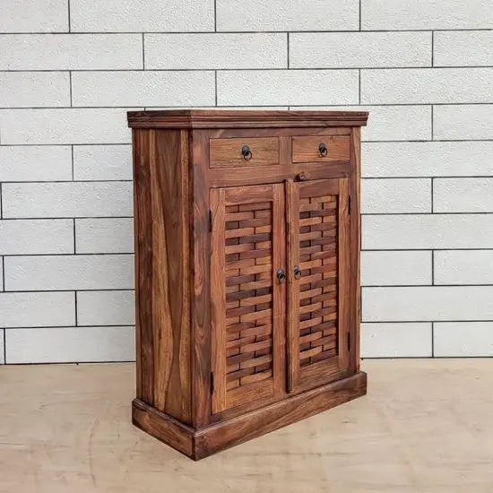 Shoe rack with door and drawers