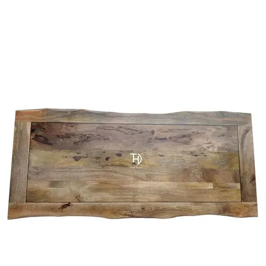 Natural look edges of dining table makes it one of a kind table.