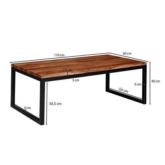 Wooden and Metal frame modern design rectangular Marshal coffee table.
