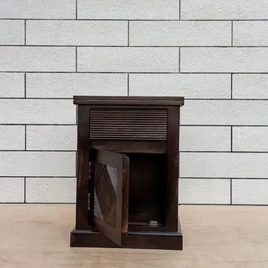 Solid sheesham wood One door and one drawer group bedside table.