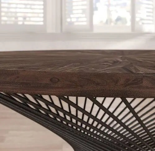 Solid mango wood and black Metal spiral base Round Sprial coffee table.