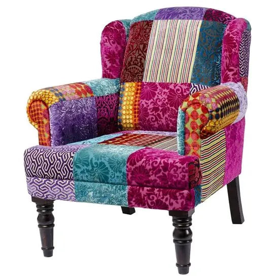Patchwork wing chair