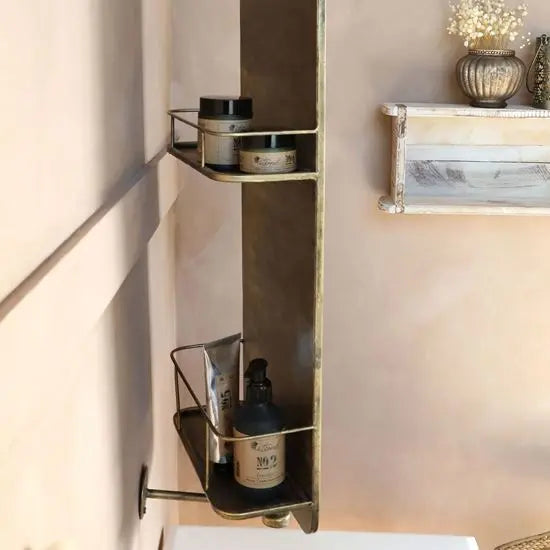 Mirror frame with storage shelves