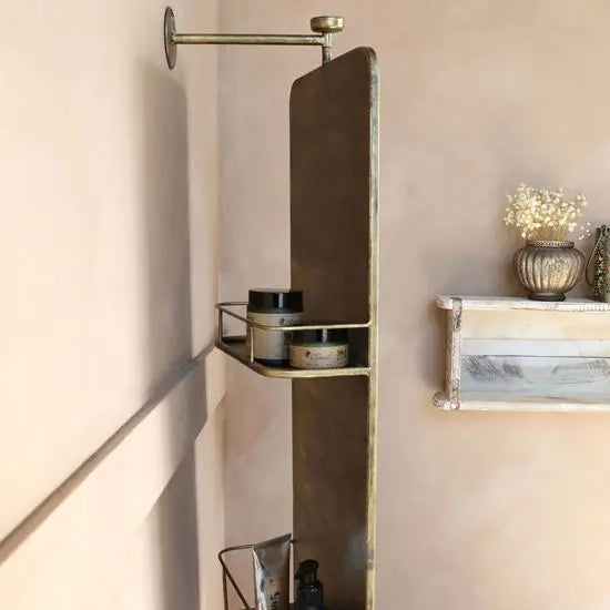 Mirror frame with shelves in metal