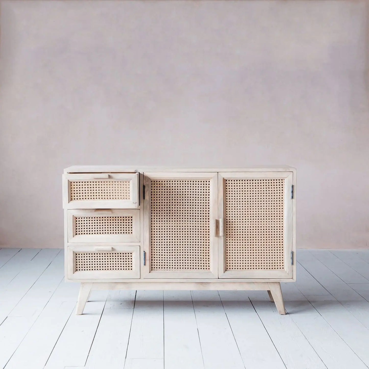 Mango wood Two rattan doors and Three rattan drawers Atlanta crockery sideboard.