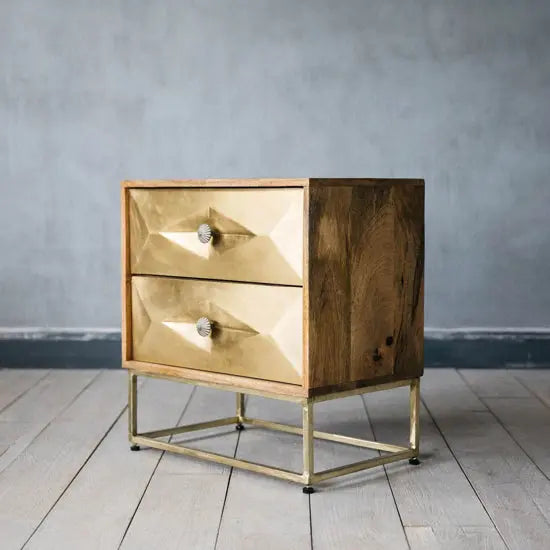 Wooden Two Diamond Drawer Design Hopton Bedside.