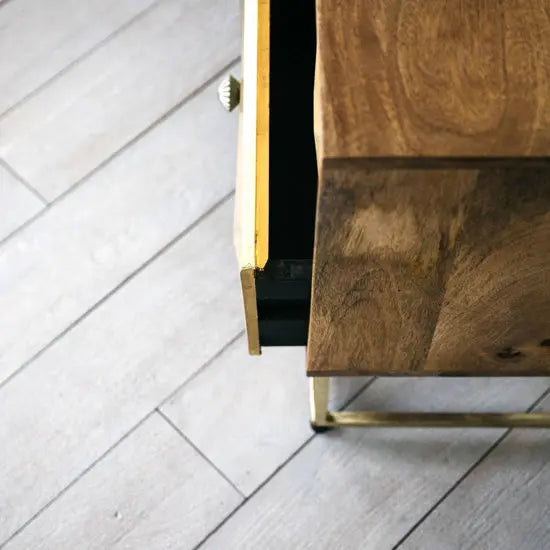 Wooden and Metal Frame Two Diamond Drawer Design Hopton Bedside.