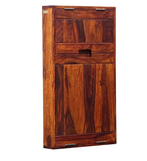 Two Door Wall Mount Writing Table Made in Solid Sheesham Wood.