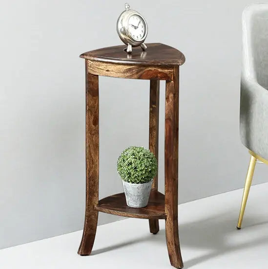 SanBee Triangle Table Made in Solid Sheesham Wood.