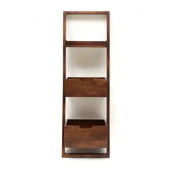 Solid Wood Three Pocket Shelf Brown Wizard Kidora Bookcase