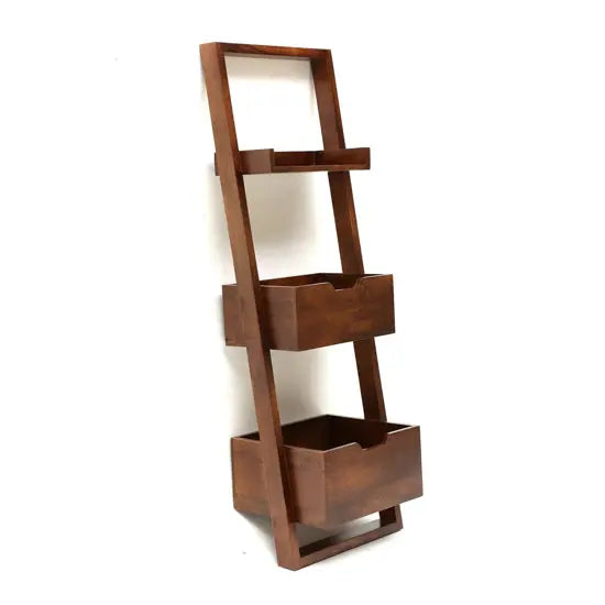 Wooden Three Pocket Shelf Brown Wizard Kidora Bookcase.