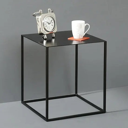 Square Top Cuber Iron End Table Black.