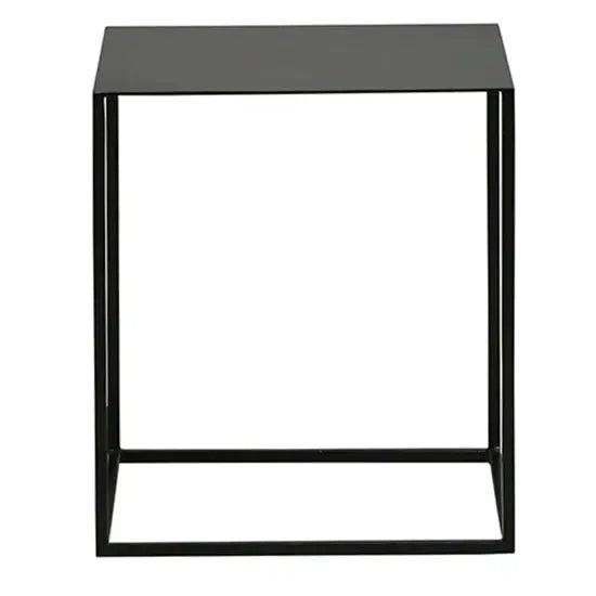 Square Top Cuber End Table Made in Iron Frame with Black Finish.