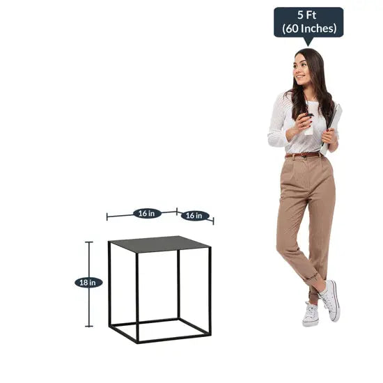 Cuber Iron End Table Made in Iron Frame With Black Finish.