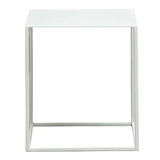 Square Top Cuber Iron End Table White.