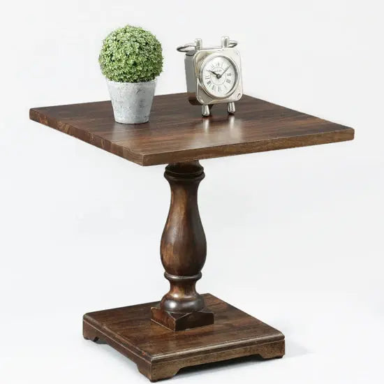 Square Design Kaamakshi Side Table Natural Made in Solid Mango Wood.