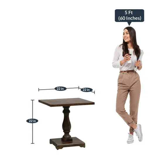 Mango Wood Square Design WIth Hand Crafted Legs Kaamakshi Side Table Natural.