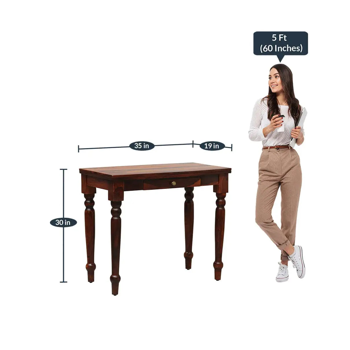 Solid wood One drawer carving legs Lazer study table honey.