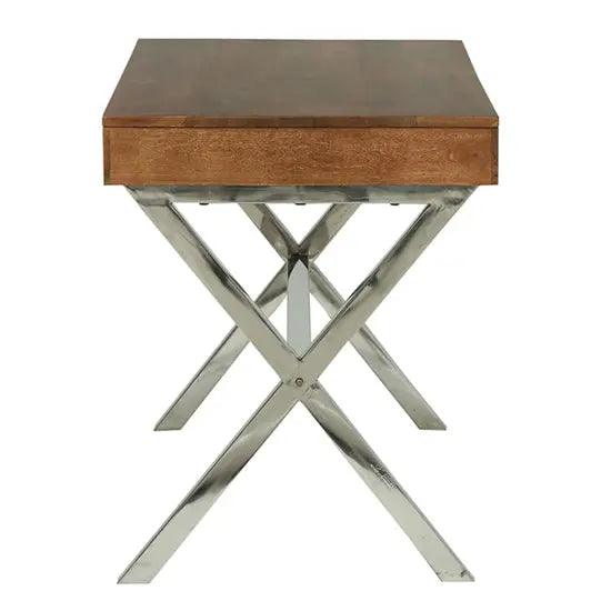 Solid Sheesham Wood and SS Frame Made One Drawer Dune Xtriva Study Desk.