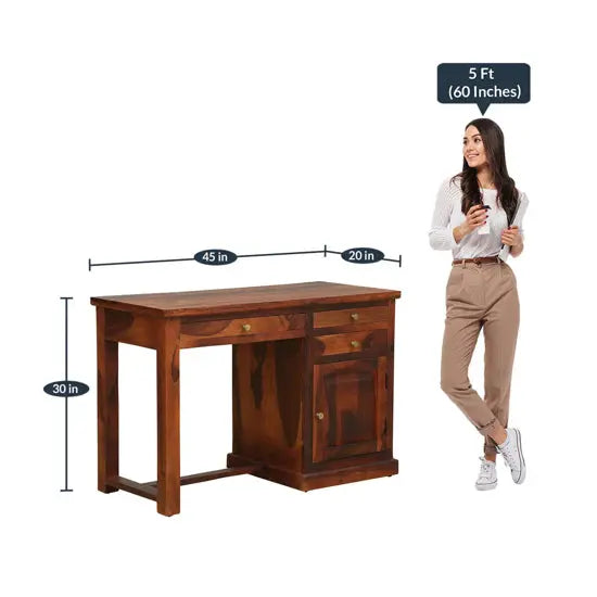 Solid Wood One Door Three Drawer Drag Study Desk.