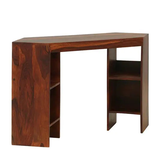 Solid Sheesham Wood Corno Dune Desk Made for Corner Side of Study room or Conference Room.