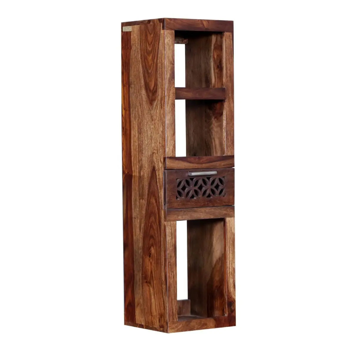 Solid wood One Drawer three shelf Iyra wall shelf.