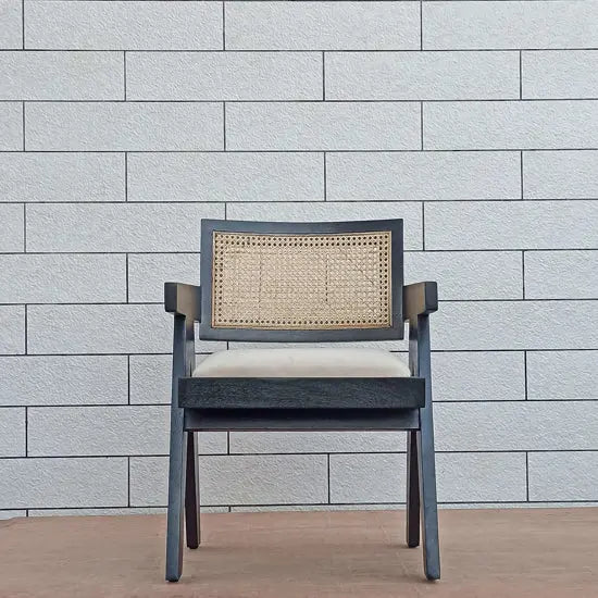 Solid Wood and Natural Cane Atlanta Chair Black Made in Mango Wood.