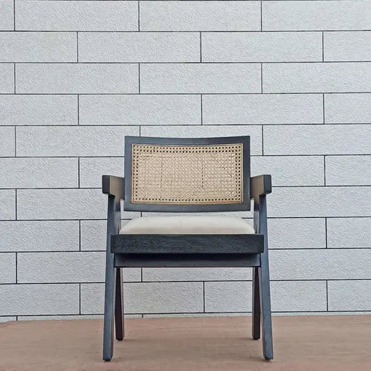 Solid Wood and Natural Cane Atlanta Chair Black Made in Mango Wood.