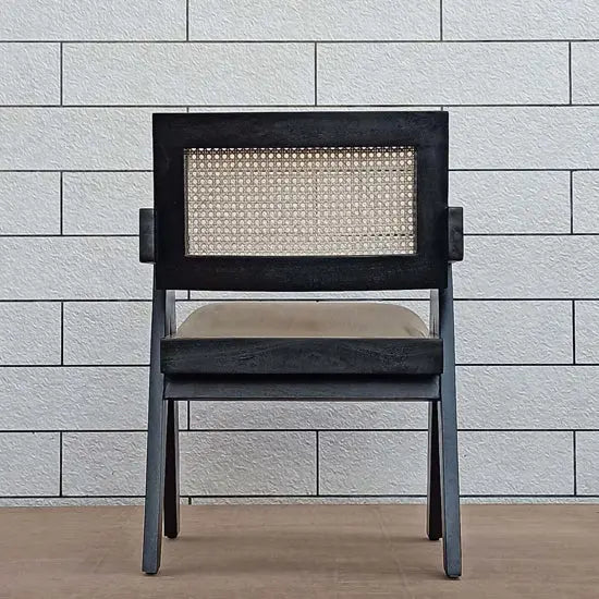 Solid Wood and Natural Cane Atlanta Chair Black.