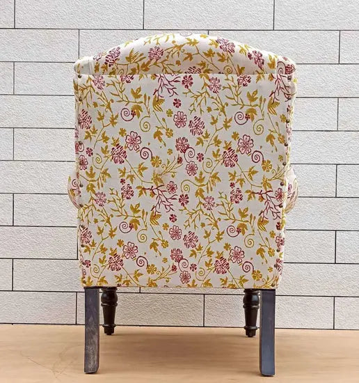 Hand print fabric upholstery chair