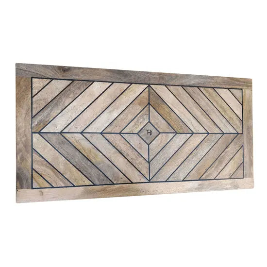 Wooden and Metal frame herringbone pattern on the top Marbi epoxy coffee table.
