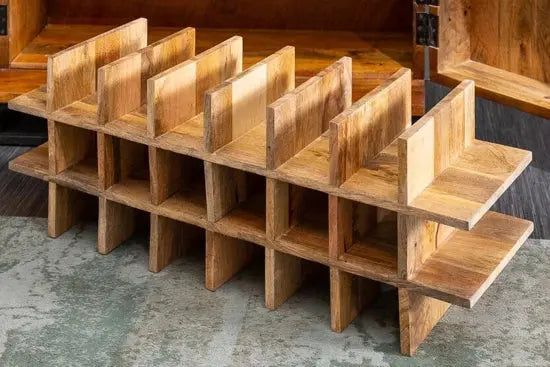 Mango Wood and Metal Two Door Wave Bar Cabinet Natural.
