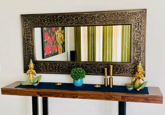 Old brass painted mirror frame