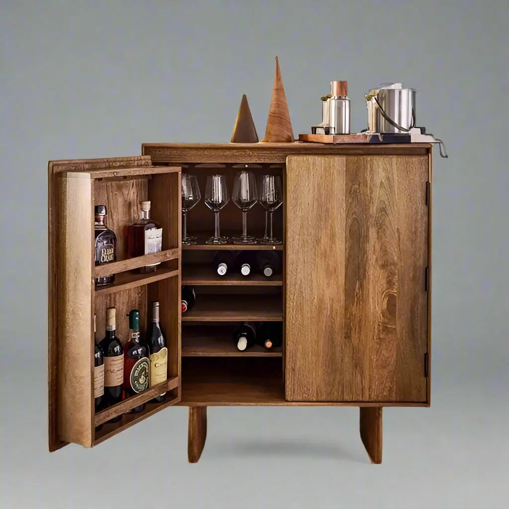 Mango wood two doors Modern bar counter.