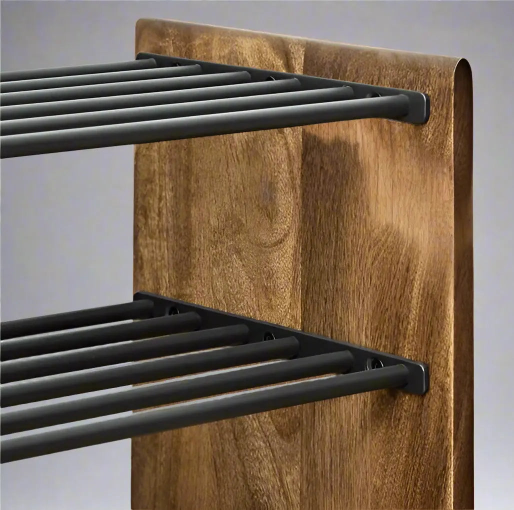 Wooden and Metal Stand Modern Shoe Rack.