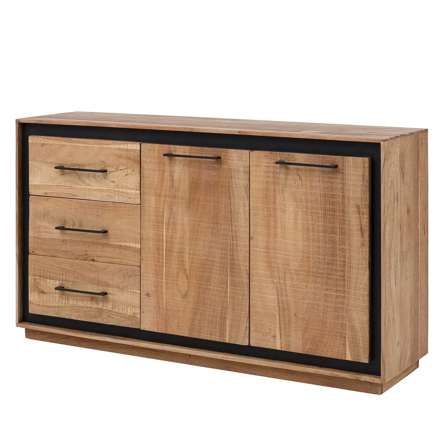 Solid Acacia Wood Two Door and Three Drawer Rustic Cabinet.