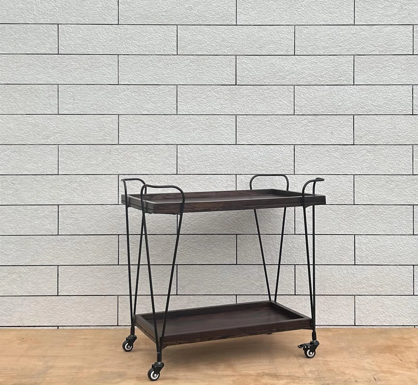 Solid Sheesham Wood and Metal Frame Oli Serving Trolley.