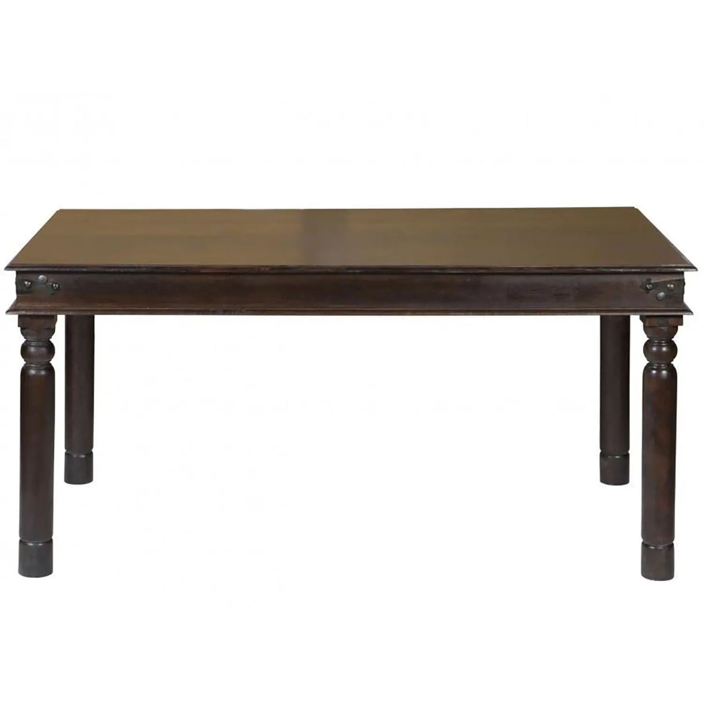 Solid Wood Rectangle Shape Turned Legs Vintage Long Dining Table.