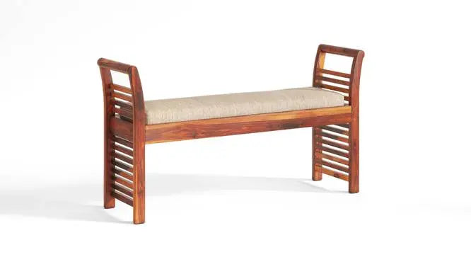 Solid wood strip design Aira bench with a cushion seat.