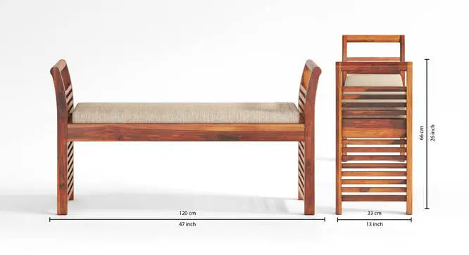 Solid wood Strip Design Aira bench with cushion seat and hand rest Handle.