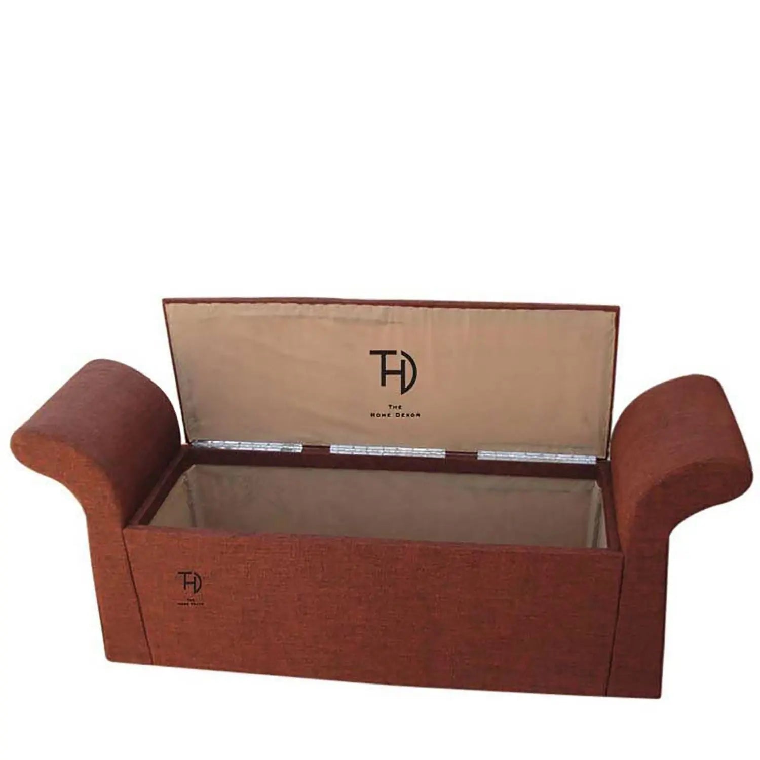 Maroon one upper door Storage box with armrests.