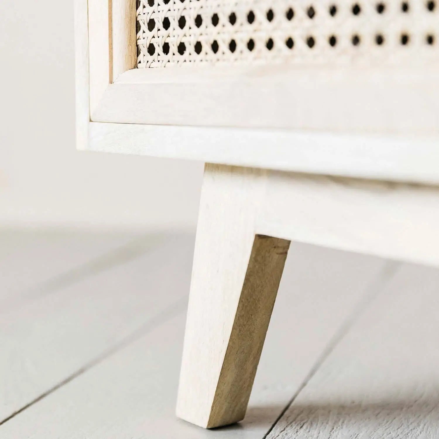 Wooden and Natural rattan One door and Three drawer Atlanta Cabinet.