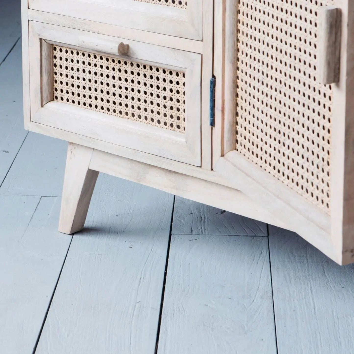 Mango wood Two rattan doors and Three rattan drawers Atlanta crockery cabinet.