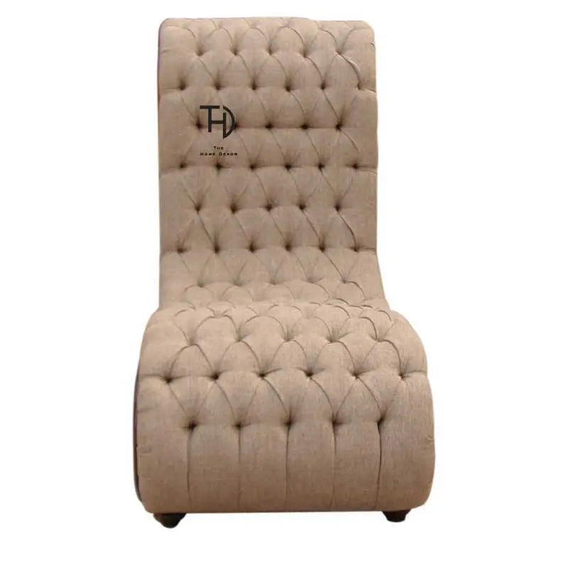 Beige tufted Bloxi cream lounger made in Solid sheesham wood.