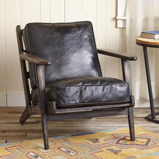 Solid Sheesham Wood Cortez relax chair with cushion sitting and cushion back.